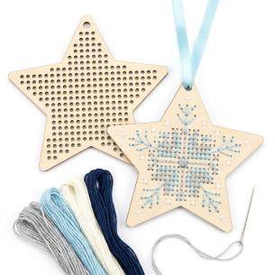 Christmas Snowflake Star Wooden Cross Stitch Kit
