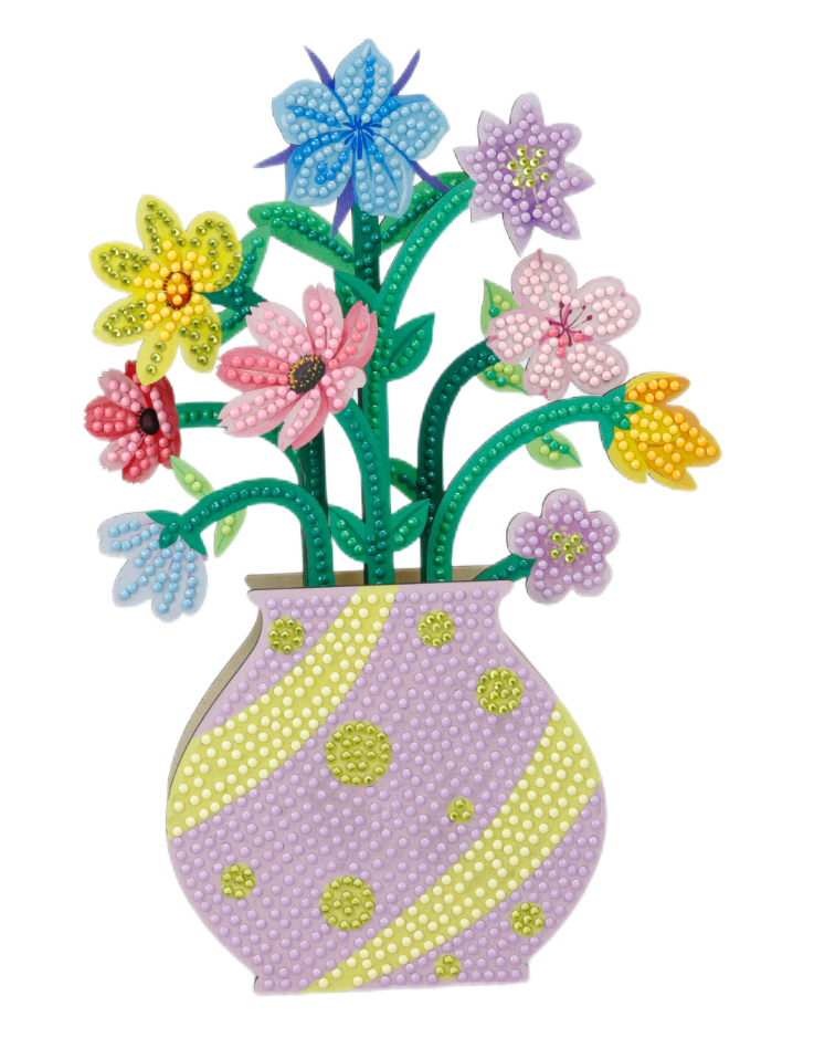 DIY Diamond Art Yellow and Purple Flower Vase