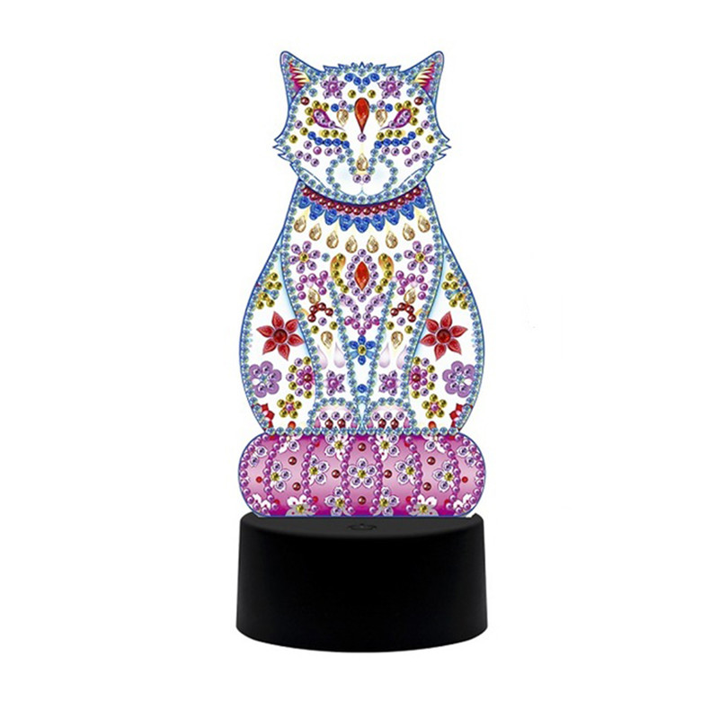 Hot Selling Cat Shaped Acrylic LED Board Diamond Painting LED Light for Decoration