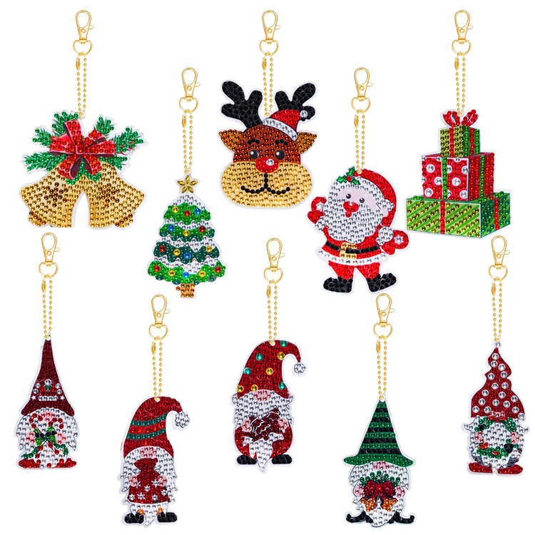 BA-817 10 Pack Christmas Diamond Painting Keychain DIY Diamond Painting Kits for Adult Beginners Gnomes Santa Christmas Tree Brand: choyaxo