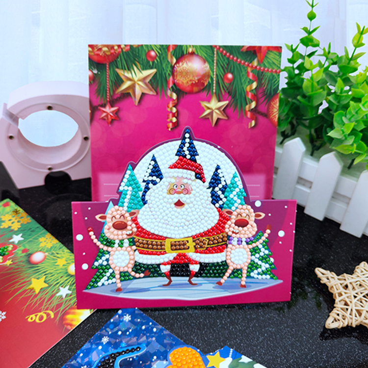 Wholesale new christmas greeting cards DIY 5D diamond painting for gift
