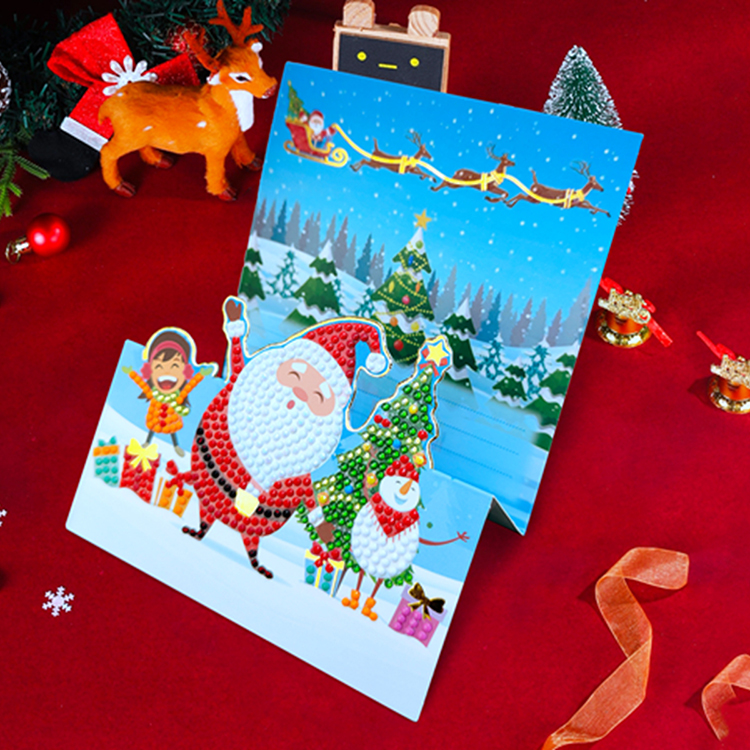 Wholesale christmas greeting cards DIY 5D diamond painting for kids