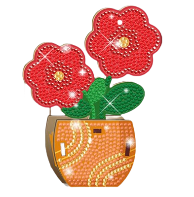 DIY Crystal Art Red Rose Flower Pot