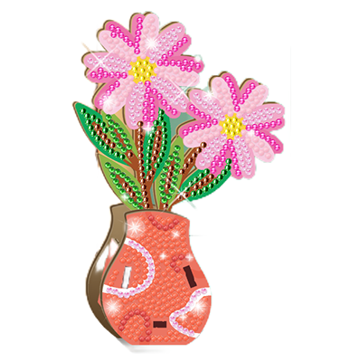 DIY Crystal Art Pink Daisy Flower Pot