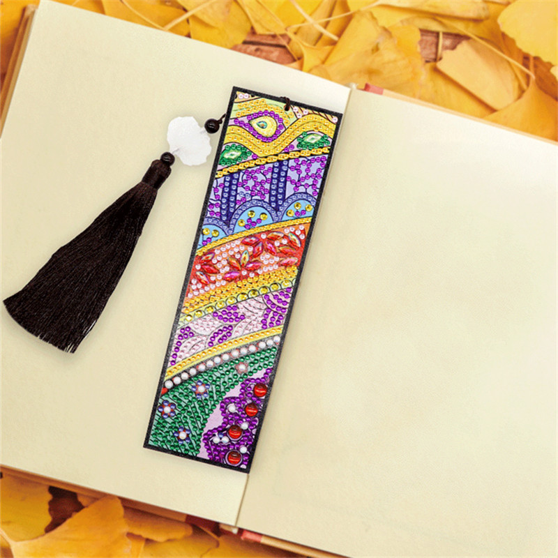 Special-shaped crystal diamond leather embroidery tassel bookmark