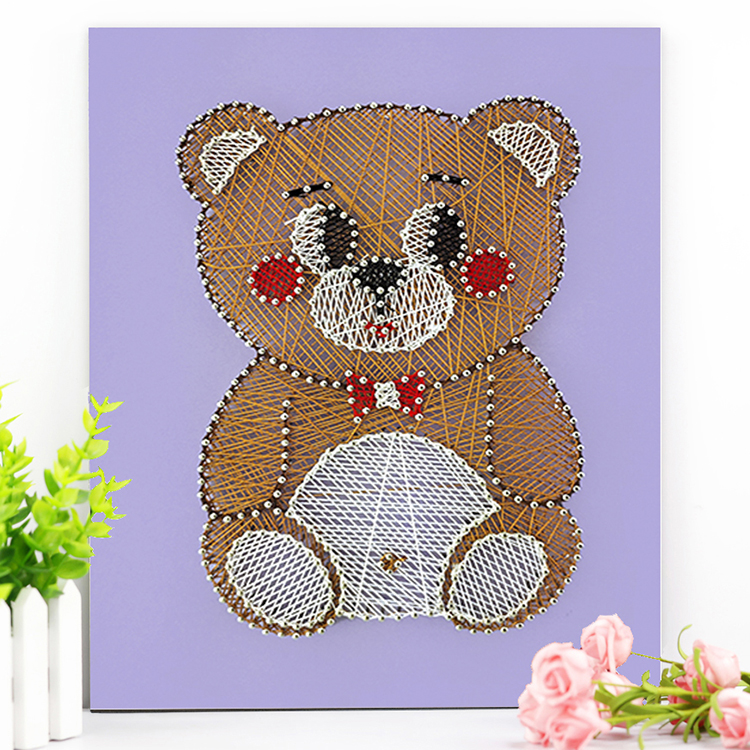JNSR-5 Wholesale DIY bear string art craft kit for adults