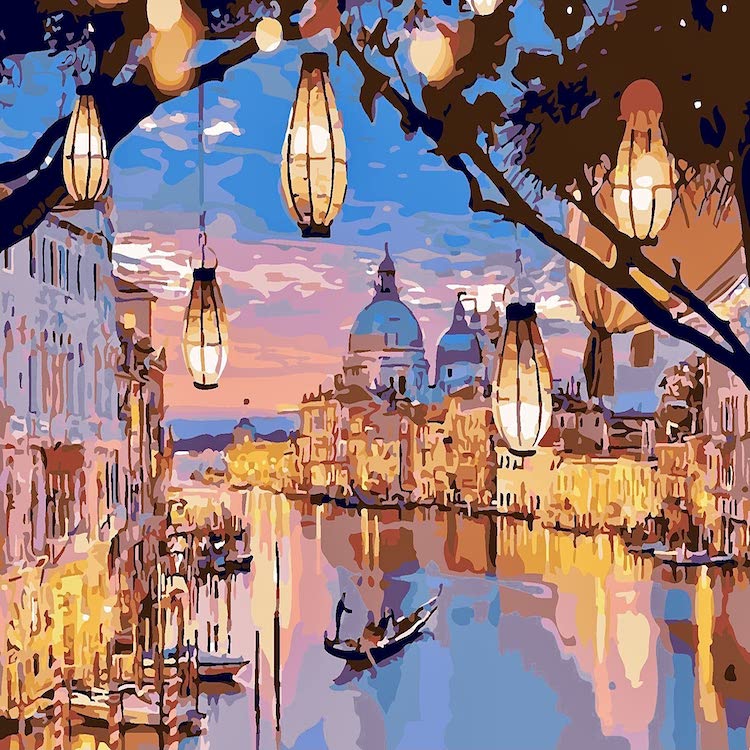 BA-014 DIY Paint by Numbers Kit for Kids & Adults, Rolled Creases-Free Canvas Oil Painting, Paint by Numbers for Adults with Paint Brushes, Acrylic Paints 16″ W x 20″ L – Night V