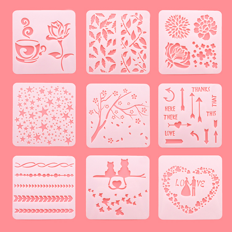 Flower design drawing stencil template